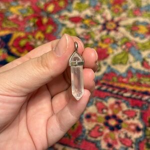 Clear Quartz Point Pendant Silver Necklace